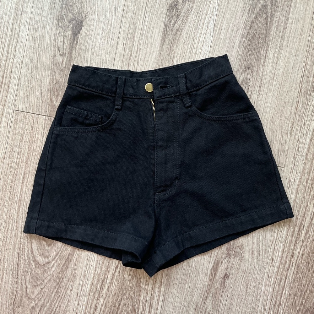 Los Angeles Apparel High Rise Black Jean Shorts